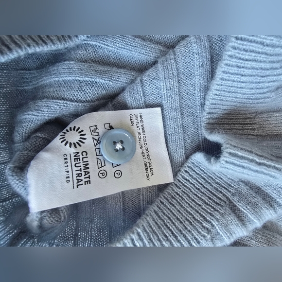 REFORMATION Clancey Cropped Recycled Cashmere Blue Knit Polo Top Small - Picture 12 of 13